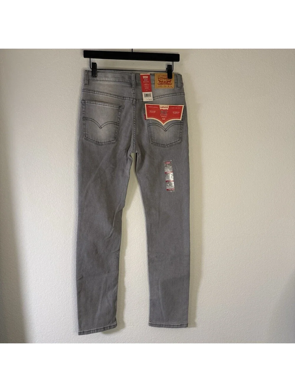 Levi’s 512 Slim Taper Jeans Boys 16 Reg 28x30 Gray Stretch NWT